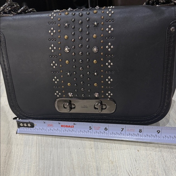 Coach Swagger Black and Silver Studded Shoulder Bag - Picture 10 of 12